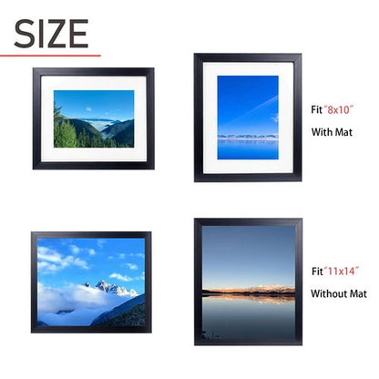 BENGBUKAISAI 11x14 Picture Frame, Display Pictures 8x10 with Mat or 11x14 Without Mat, Wall Hanging Photo Frame,Black, 1 Pack