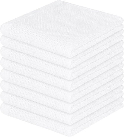 Homaxy 100% Cotton Waffle Weave Dish Cloths - Ultra Soft & Absorbent Kitchen Towels | 12x12 Inches, 8-Pack, White