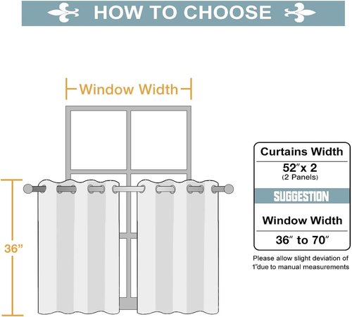 ChrisDowa Small Window Curtains - Grommet Thermal Insulated Room Darkening Panels | Sky Blue, 52 x 36 Inch