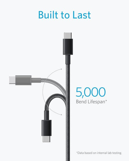 Anker USB C to USB C Cable - 60W Fast Charging (6 FT, 2-Pack) for iPhone 17, iPad Mini 6 & More | Black