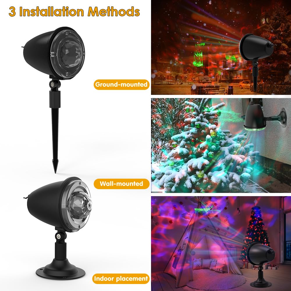 Halloween Christmas Lights Projector Outdoor,Holiday Lights Projector,Water Wave Aurora Holiday Spotlight with Remote,Waterproof LED Landscape Light for Wedding Garden Landscape Wall Tree Decoration