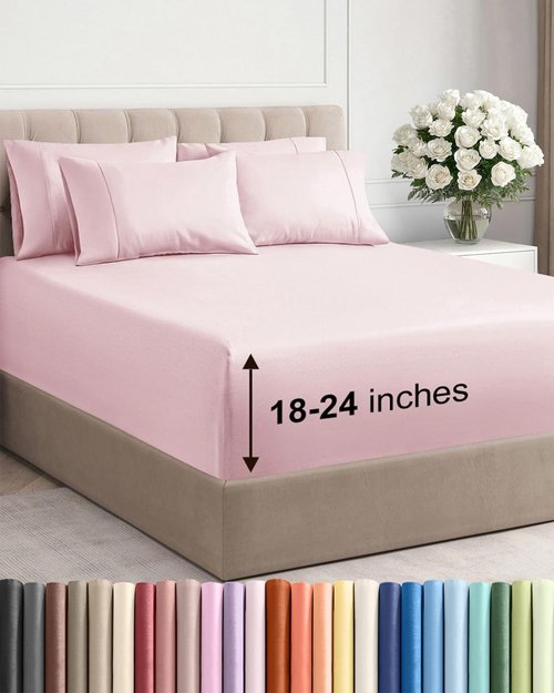 Extra Deep King Sheet Set - 6 Piece Breathable and Cooling Sheets - Hotel Luxury Bedding for Women, Men, Kids & Teens - Easy & Secure Fit - Soft and Wrinkle Free - Extra Deep Pockets - Lavender Pink
