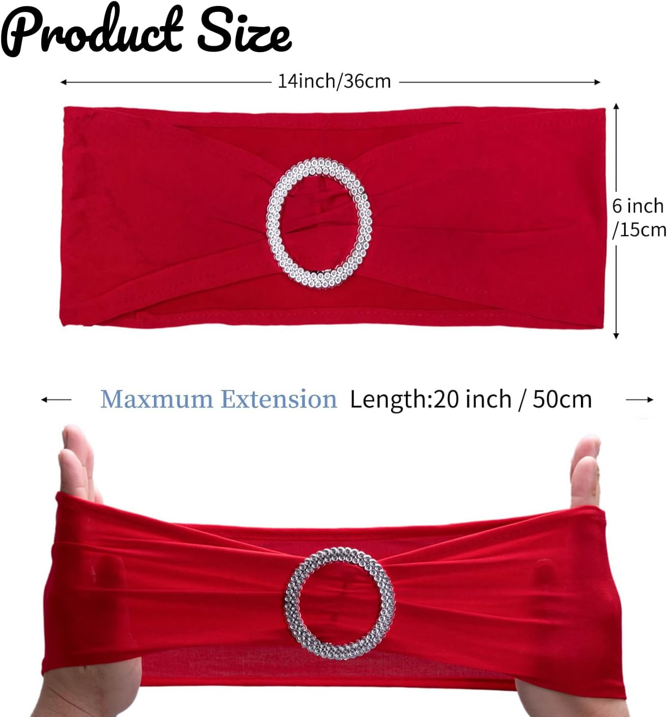 Red Chair Sashes by [Brand Name] - 10 Pack Stretch Spandex Elastic Chair Bows for Weddings & Events