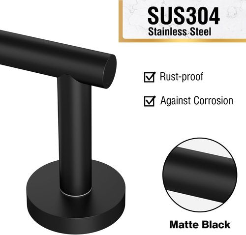 HITSLAM Toilet Paper Holder - Matte Black Double Post Pivoting Design | SS304 Stainless Steel Construction