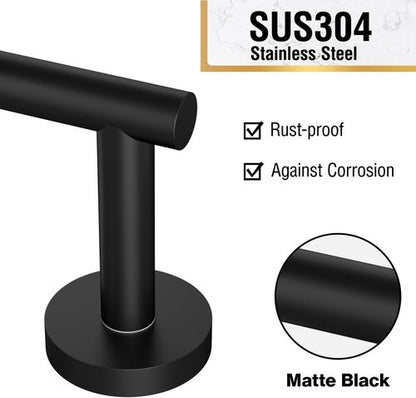 HITSLAM Toilet Paper Holder - Matte Black Double Post Pivoting Design | SS304 Stainless Steel Construction