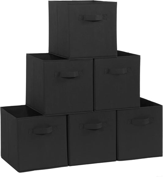 Storage Maniac Storage Cubes - 11-Inch Durable Fabric Bins | 6-Pack Foldable Organizers in Black