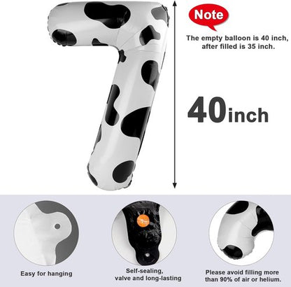Balloon Numbers 40 Inch - 7th Birthday Decorations in White & Black | Perfect for Engagements, Weddings & Graduations
