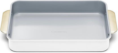Caraway Non-Stick Ceramic 9”x13” Rectangle Pan - Naturally Slick & Non-Toxic - Ideal for Brownies & Lasagnas - White