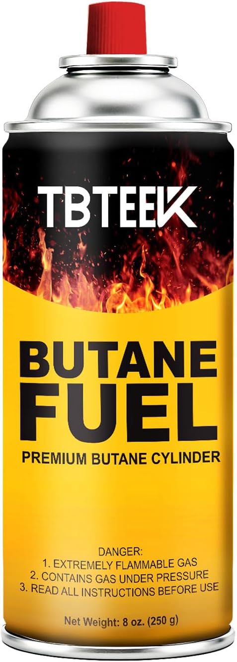 TBTeek Butane Fuel Canister - Premium 8 oz Pure Refined Butane Gas for Kitchen Torch, Camping & Grilling