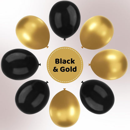 YMSZ Black and Gold Balloons - 67 Pcs Metallic 12 Inch Balloons for Birthday & Party Decorations