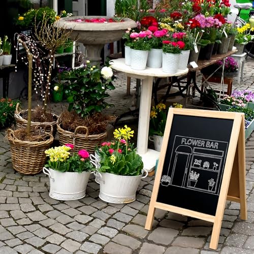 4 Pack Small Double-Sided Chalkboard Signs 15.7 x 9.8 Inch Rustic Easel Set