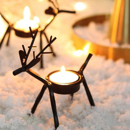BestAlice Reindeer Tealight Holders - 2 Pack Metal Christmas Candle Holders for Holiday Decor