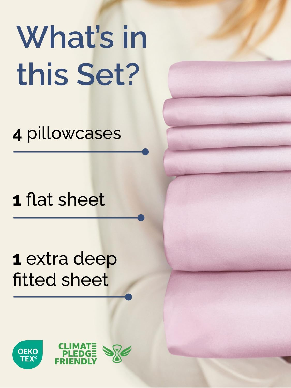Skiennix Extra Deep Cal King Sheet Set - 6 Piece Breathable Cooling Bedding - Soft Wrinkle-Free Light Pink