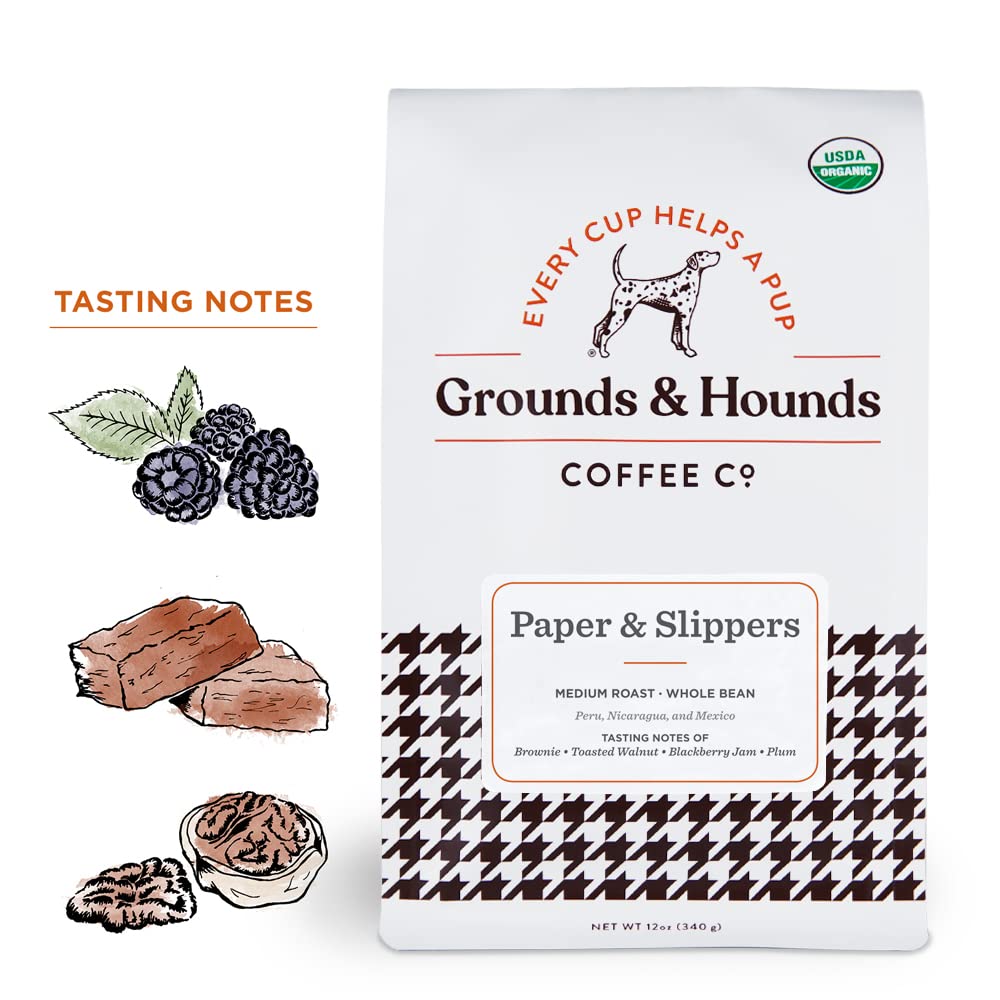 Grounds & Hounds Three Blend Starter Kit - 100% Organic Whole Bean Coffee Variety Pack, Whole Coffee Beans, Includes Three 6oz Bags of Our Most Popular Blends