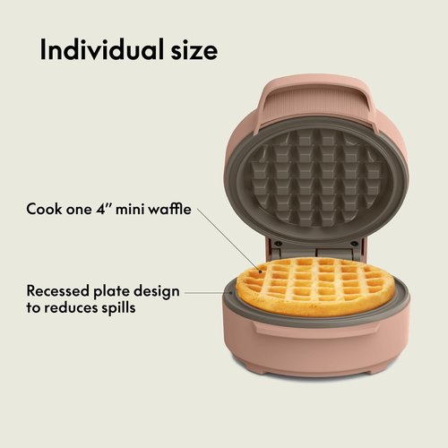 Bella Mini Waffle Maker - EverGood™ Ceramic Nonstick, Cool Touch Handles & Stackable Design - Blossom Color