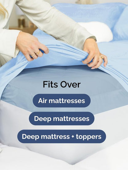 Extra Deep Cal King Sheet Set - 6 Piece Breathable and Cooling Sheets - Hotel Luxury Bedding for Women, Men, Kids & Teens - Easy & Secure Fit - Soft and Wrinkle Free - Extra Deep Pockets - Light Blue