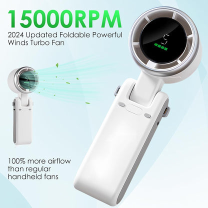 Skiennix Portable Handheld Mini Turbo Fan - USB Rechargeable Neck Fan with 5 Speeds & 3600mAh Battery | 12-Hour Runtime