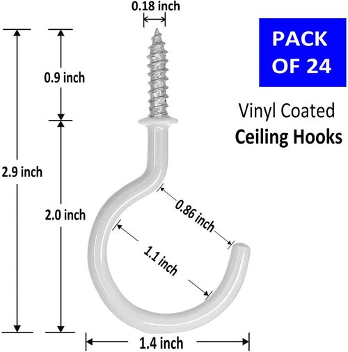 24 Pack Heavy Duty Ceiling Hooks by [Brand Name] | 2.2 Inch Black Vinyl Coated Plant Hangers for Indoor & Outdoor Use