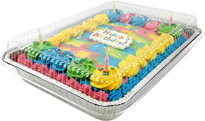 PACTOGO Disposable Aluminum Foil Cake Pans with Dome Lids - 13" x 9" x 2" | 108 Oz for Baking & Storing (12 Sets)