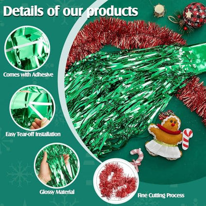 Crowye 20 Pcs Christmas Parade Float Decor Kit with Green Table Skirt and Red Garland