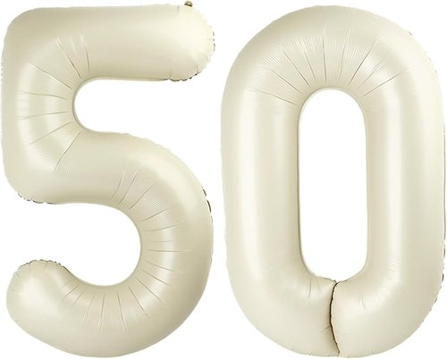 40 Inch Foil Number 50 Balloons - Cream 50th Birthday Party Decorations for Men & Women