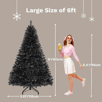 DWVO Black 6ft Prelit Christmas Tree with Remote Control - 11 Lighting Modes