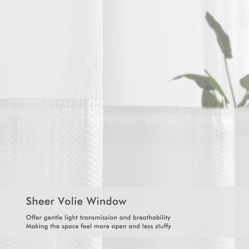 Mrs Awesome No Hook Shower Curtain with Snap-in Liner Less Time On/Off, Embossed Waffle-Look Textured Fabric Shower Curtain for Bathroom Hotel Style, Washable, Soft & Lightweight, 71x74, White