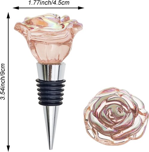 2 PACK Rose Wine Stopper, Bottle Stopper Wine Saver, Reusable Wine Corks For Beverage, Wine Preserver Wine Saver Keep Wine Fresh Wine Accessories Gifts for Wine Lovers, Wedding Favors (Style 1)