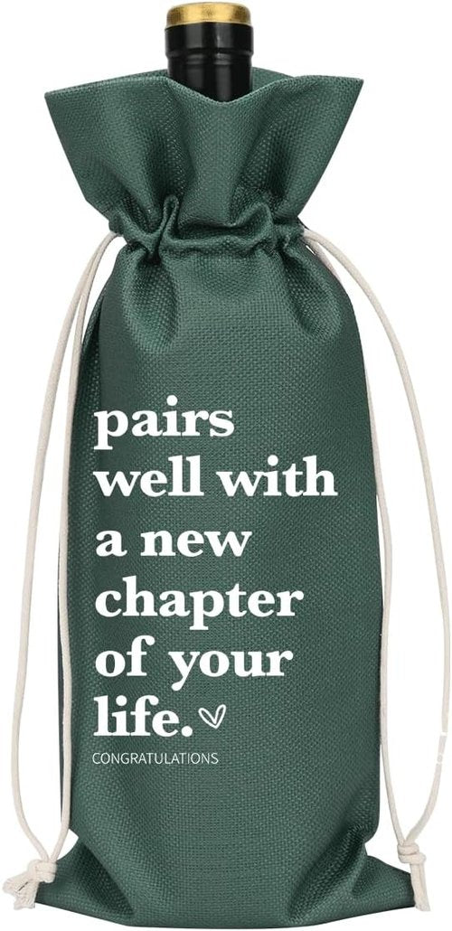 Grey Funny New Chapter Wine Bag New Beginnings Gifts for Women Men Farewell Gifts for Friends Going Away Gifts for Coworkers Women Men Moving Away Gifts for Friends New Teacher Gifts