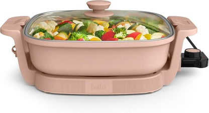 Bella Make & Take Electric Skillet - EverGood™ Ceramic Coating, Adjustable Temp, 1200W, Blossom Color