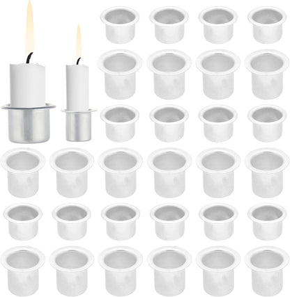 PH PandaHall Mini Metal Candle Holders - 40pcs Aluminum Drip Protectors for Taper Candles | 0.47 & 0.79 Inch