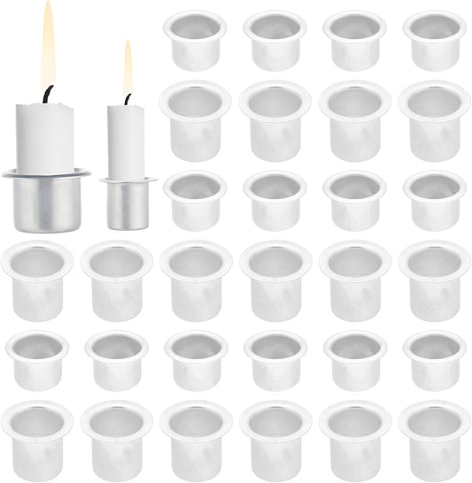 PH PandaHall Mini Metal Candle Holders - 40pcs Aluminum Drip Protectors for Taper Candles | 0.47 & 0.79 Inch