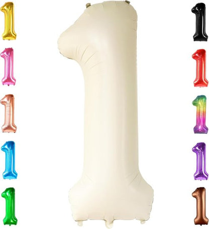 KatchOn Cream Number 1 Balloons - Giant 40 Inch for 1st Birthday Celebrations | Perfect First Decoration