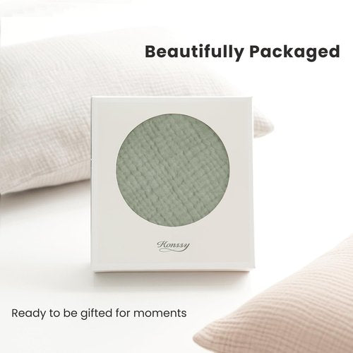 Konssy Muslin Toddler Pillowcase for 13x18 Pillow 2 Pack, 100% Cotton Toddler Pillow Case Cover, Soft & Breathable Travel Babay Kids Pillow Covers with Envelope Closure（Cream,Fog Green）