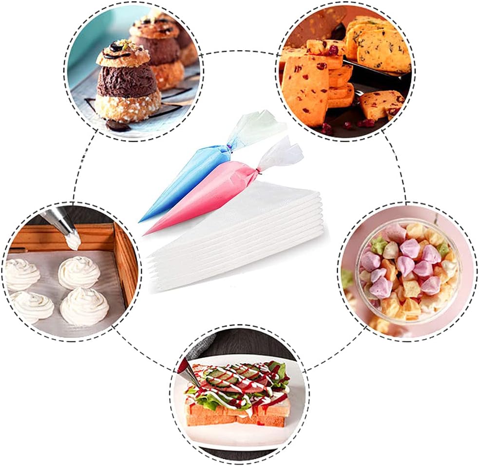 Tipless Piping Bags by 100 Pieces - Disposable Pastry & Icing Bags for Cake Decorating