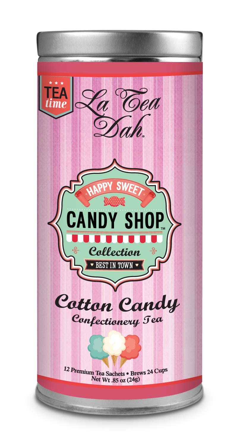 Cotton Candy Tea by La Tea Dah | Lightly Caffeinated Oolong Tea Flavored with Hibiscus, Raspberry, Cranberry, & Apple | Fragrant, Fruity Hibiscus Tea Bags | Dessert Tea (12 Sachets)