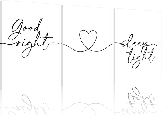 Skiennix Minimalist Wall Art - Bedtime Quotes Heart Shape Poster Print | 3-Piece Set for Living Room & Bedroom Decor