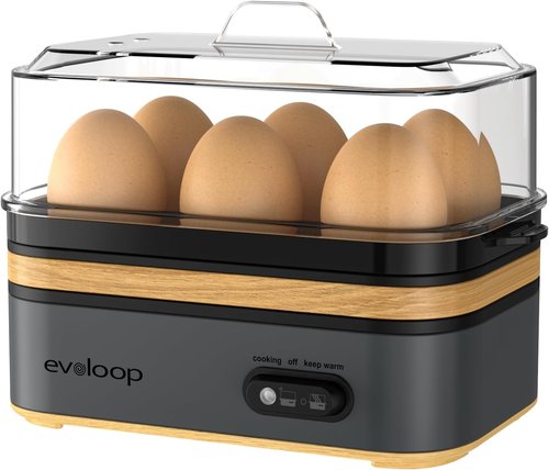Evoloop Electric Egg Cooker - Rapid 6-Egg Capacity for Soft, Medium, Hard Boiled & Poached Eggs | BPA Free