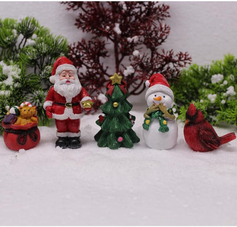 Skiennix Christmas Miniature Figurines - Small Resin Santa Claus Ornaments for Holiday Decor | Perfect for Winter Celebrations
