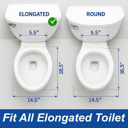 WSSROGY Toilet Seat Elongated with Cover Soft Close, Easy to Install, Plastic, White, Suitable to Elongated or Oval Toilets