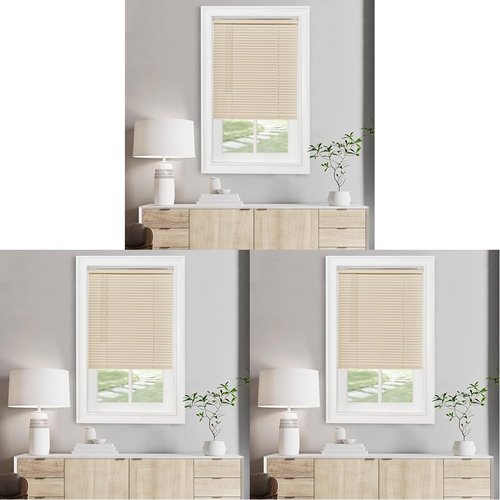 Cordless Light Filtering Mini Blind - 29 Inch Width, 72 Inch Length, 1" Slat Size - Alabaster - Cordless GII Morningstar Horizontal Windows Blinds for Interior by Achim Home Decor (Pack of 3)