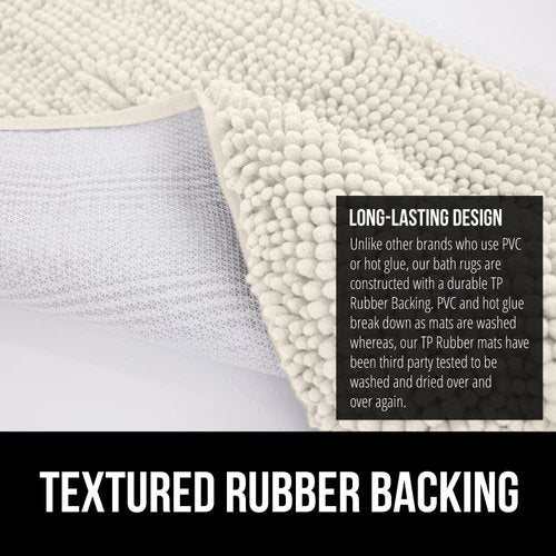 GORILLA GRIP Bath Rug Mat 70x24, Soft Absorbent Chenille, Quick Dry Microfiber Mats, Rubber Backing Washable Shower Floor Rugs, Bathmat Runner, US Designed Bathroom Home Decor Accessories Ivory Cream