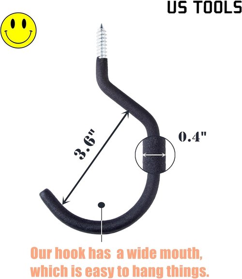 Bike Hooks - Pack of 4 Durable Garage Bike Hangers | Easy Off Wall Mount Storage Solution