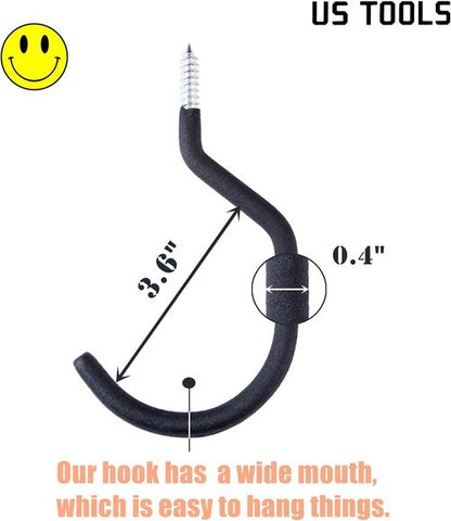 Bike Hooks - Pack of 4 Durable Garage Bike Hangers | Easy Off Wall Mount Storage Solution