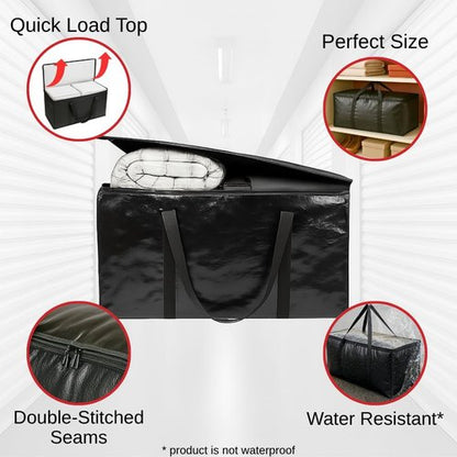 BAG-THAT! Heavy Duty Large Moving Bags - 10-Pack with Strong Zipper & Comfortable Handles
