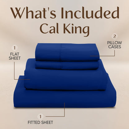 Utopia Bedding California King Size Sheet Set - Soft, Breathable Microfiber, 4-Piece in Royal Blue