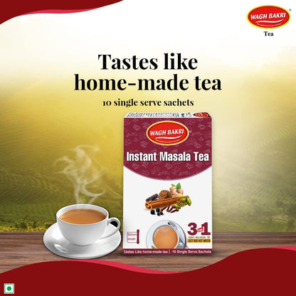 Wagh Bakri | Instant Masala Tea | Unsweetened No Added Sugar | 140g 10 Sachets (4.93 Oz) | Pack of 2