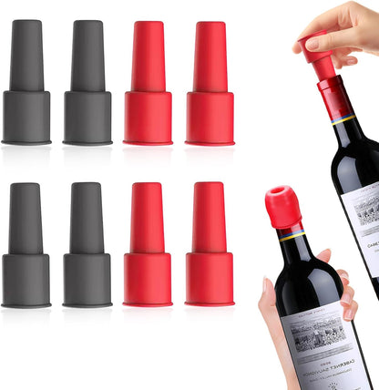 Wine Stopper 8 Pack, Silicone Wine Bottle Stoppers for Wine Bottles and Sparkling Wine, Reusable Leak Resistant Bottle Sealer Caps for Beer, Soda, and Beverage Bottles