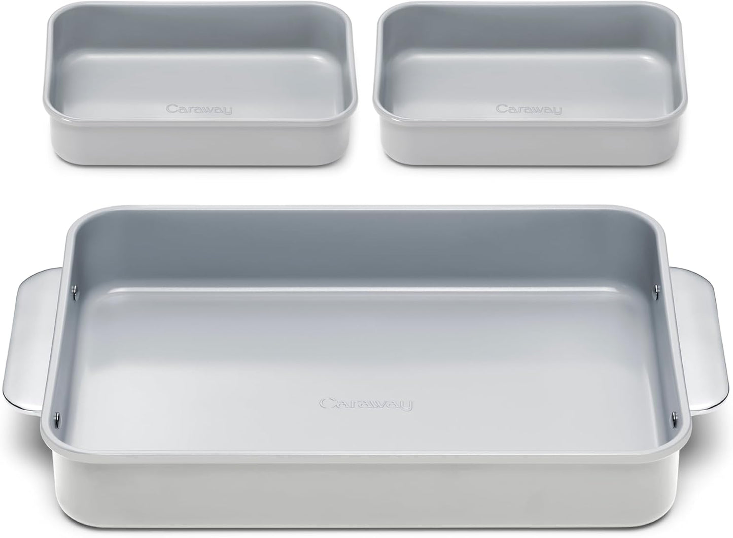 Caraway Nonstick Baking Pan Set | 2x 9" x 6.5" & 1x 9" x 13" - Non-Toxic, PTFE & PFOA Free - Gray Aluminized Steel