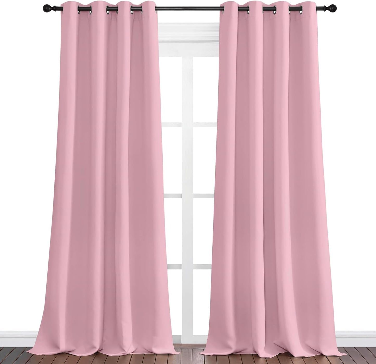 NICETOWN Crystal Pink Blackout Draperies - Grommet Top Thermal Insulated Curtains | 55" x 96" for Holiday Decor